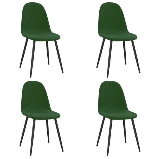 vidaXL Krzesła stołowe, 4 szt., ciemnozielone, obite aksamitem vidaXL