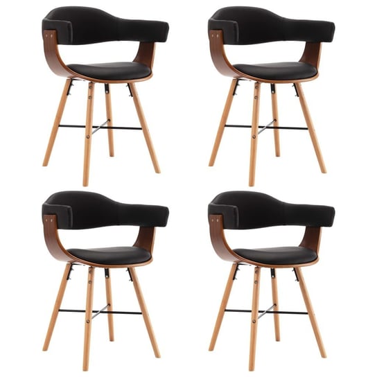 vidaXL Krzesła stołowe, 4 szt., czarne, sztuczna skóra i gięte drewno vidaXL