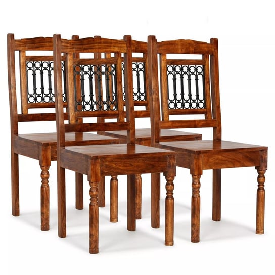 vidaXL Krzesła stołowe, 4 szt., drewno wykończone na drewno sheesham vidaXL