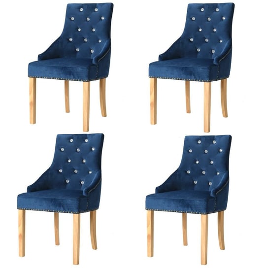 vidaXL Krzesła stołowe, 4 szt., niebieskie, drewno dębowe i aksamit vidaXL