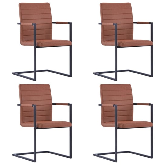 vidaXL Krzesła stołowe, 4 szt., wspornikowe, brązowe, sztuczna skóra vidaXL