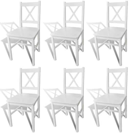 vidaXL Krzesła stołowe, 6 szt., białe, drewno sosnowe vidaXL