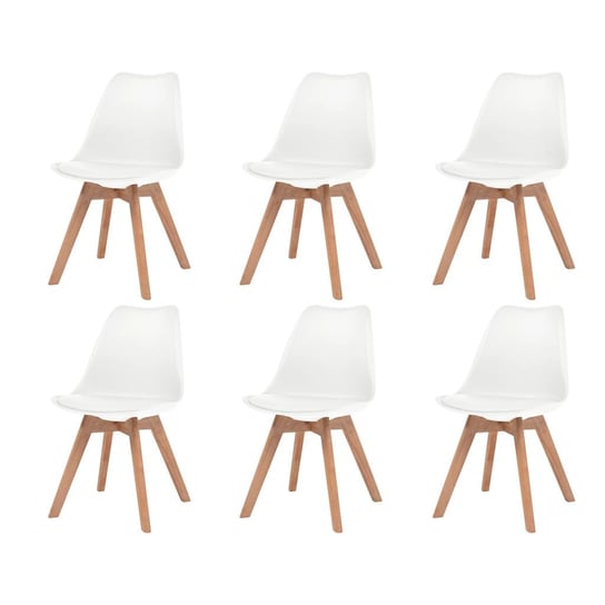 vidaXL Krzesła stołowe, 6 szt., białe, plastikowe vidaXL
