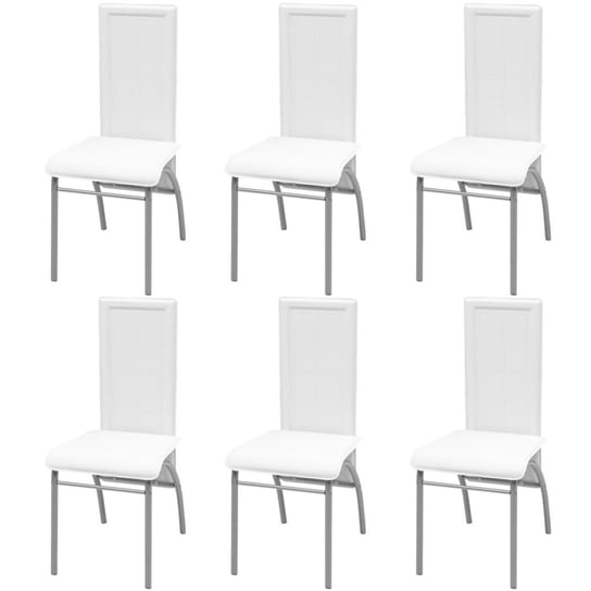 vidaXL Krzesła stołowe, 6 szt., białe, sztuczna skóra vidaXL