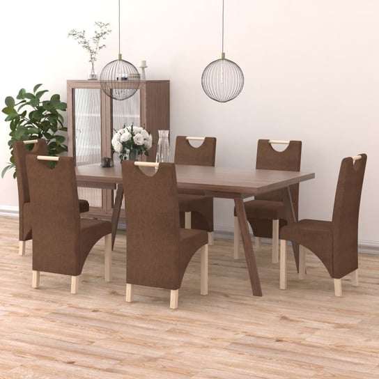 vidaXL Krzesła stołowe, 6 szt., brązowe, tapicerowane tkaniną vidaXL