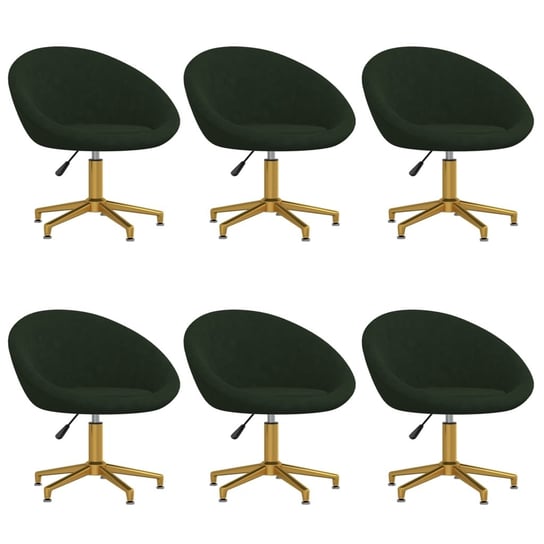 vidaXL Krzesła stołowe, 6 szt., ciemnozielone, aksamitne vidaXL