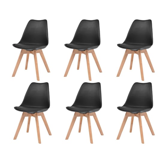vidaXL Krzesła stołowe, 6 szt., czarne, plastikowe vidaXL