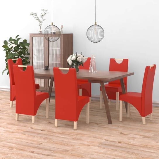 vidaXL Krzesła stołowe, 6 szt., czerwone, sztuczna skóra vidaXL