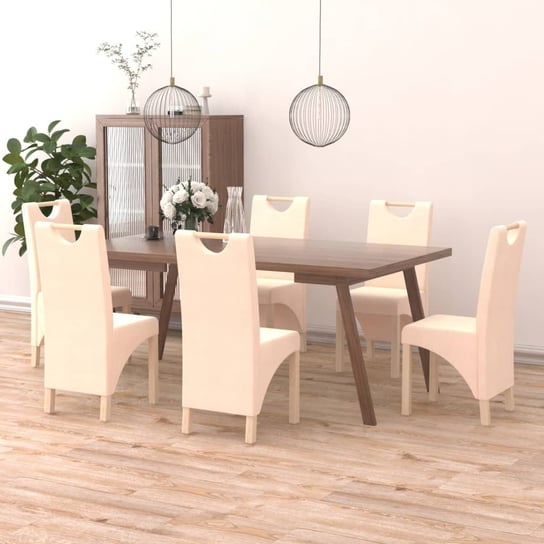 vidaXL Krzesła stołowe, 6 szt., kremowe, tapicerowane tkaniną vidaXL