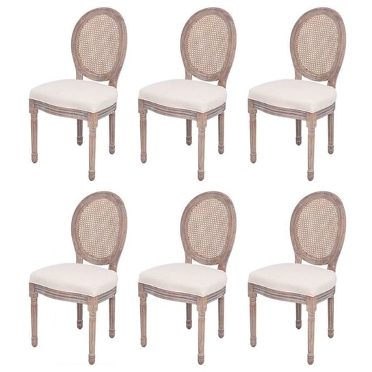 vidaXL Krzesła stołowe, 6 szt., kremowe, tkanina vidaXL