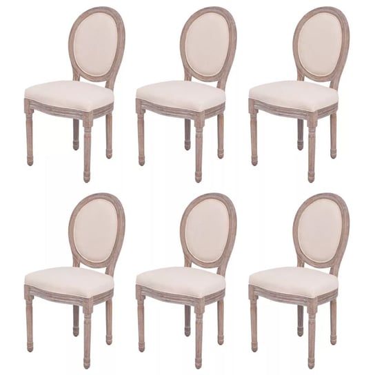 vidaXL Krzesła stołowe, 6 szt., kremowe, tkanina vidaXL