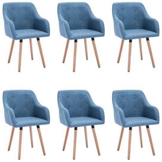 vidaXL Krzesła stołowe, 6 szt., niebieskie, obite tkaniną vidaXL