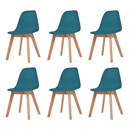 vidaXL Krzesła stołowe, 6 szt., turkusowe, plastikowe vidaXL