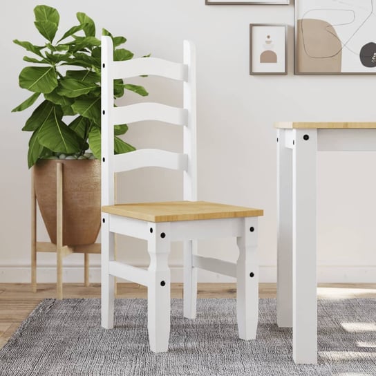 vidaXL Krzesła stołowe Corona, 2 szt., białe, 42x47x107 cm, sosnowe vidaXL
