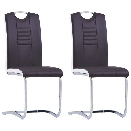 vidaXL Krzesła stołowe, wspornikowe, 2 szt., brązowe, sztuczna skóra vidaXL