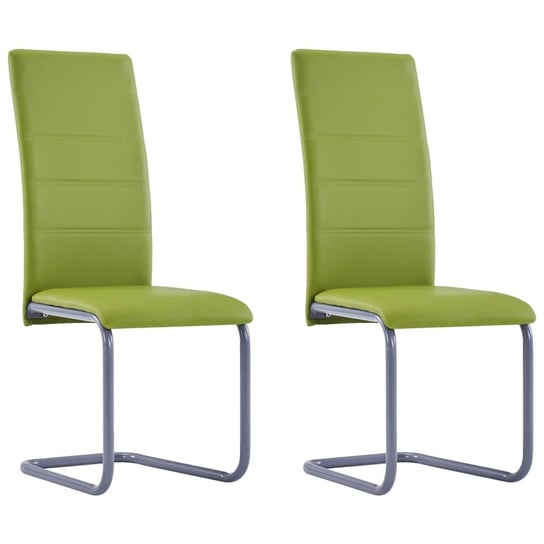 vidaXL Krzesła stołowe, wspornikowe, 2 szt., zielone, sztuczna skóra vidaXL