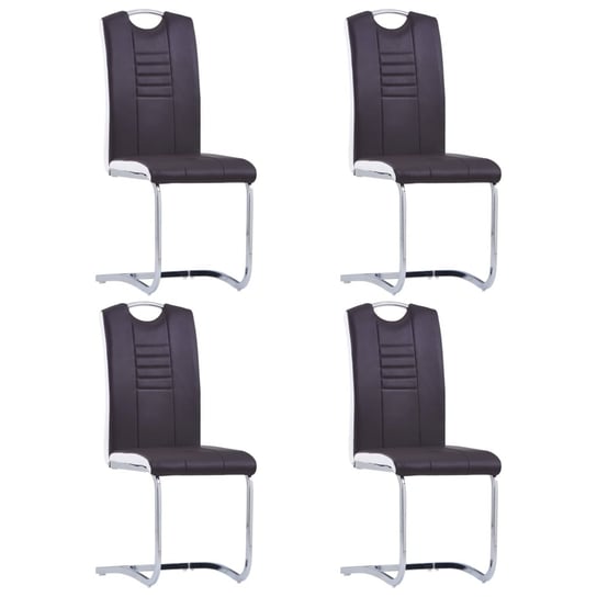 vidaXL Krzesła stołowe, wspornikowe, 4 szt., brązowe, sztuczna skóra vidaXL