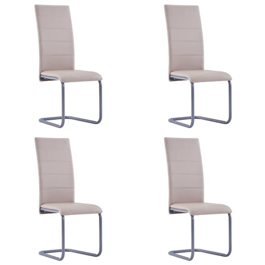 vidaXL Krzesła stołowe, wspornikowe 4 szt., cappuccino, sztuczna skóra vidaXL