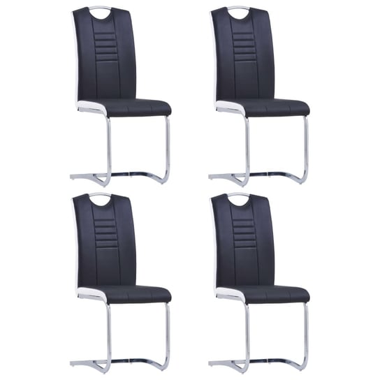 vidaXL Krzesła stołowe, wspornikowe, 4 szt., czarne, sztuczna skóra vidaXL