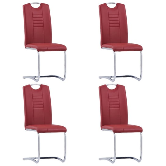 vidaXL Krzesła stołowe, wspornikowe, 4 szt., czerwone, sztuczna skóra vidaXL