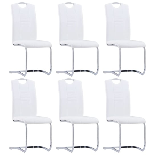 vidaXL Krzesła stołowe, wspornikowe, 6 szt., białe, sztuczna skóra vidaXL