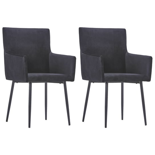 vidaXL Krzesła stołowe z podłokietnikami, 2 szt., czarne, aksamit vidaXL