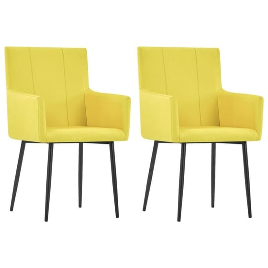 vidaXL Krzesła stołowe z podłokietnikami, 2 szt., żółte, obite tkaniną vidaXL