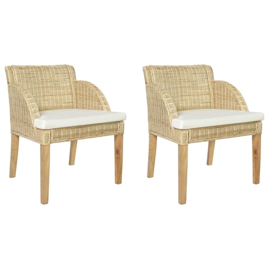 vidaXL Krzesła stołowe z poduszkami, 2 szt., naturalny rattan vidaXL
