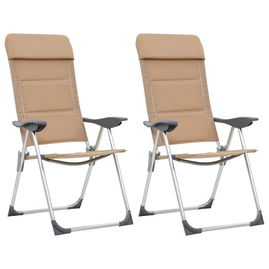 VidaXL Krzesła turystyczne, 2 szt., kremowe, 58x69x111 cm, aluminium vidaXL