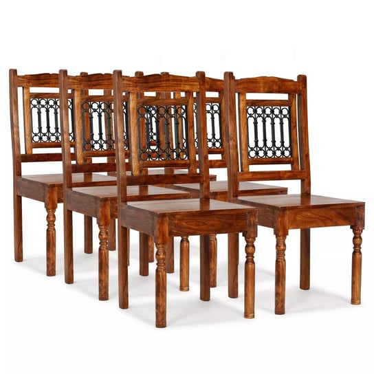 vidaXL Krzesła z litego drewna stylizowanego na sheesham, 6 szt. vidaXL