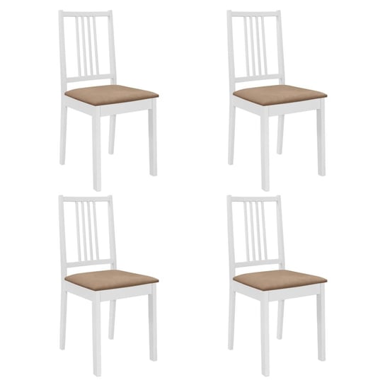 vidaXL Krzesła z poduszkami, 4 szt., białe, lite drewno vidaXL