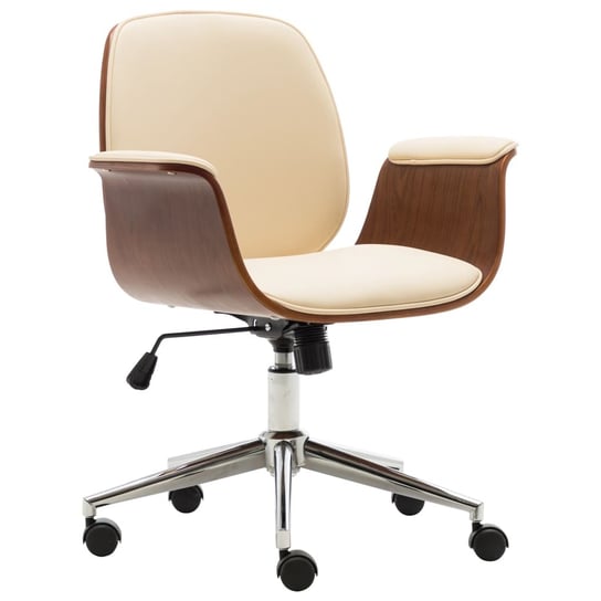 vidaXL Krzesło biurowe, kremowe, gięte drewno i sztuczna skóra vidaXL