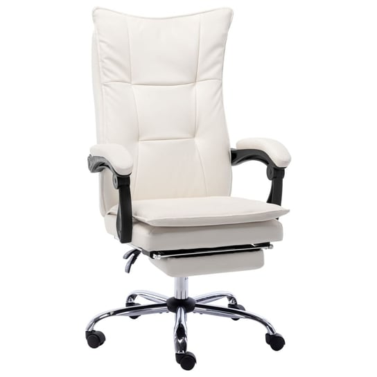vidaXL Krzesło biurowe, kremowe, obite sztuczną skórą vidaXL