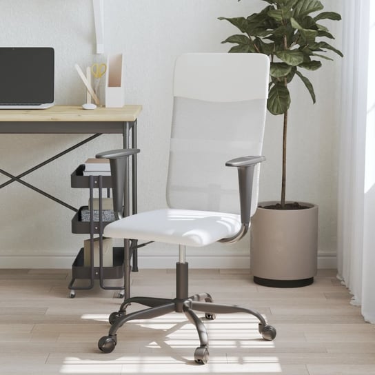 vidaXL Krzesło biurowe, regulowane, białe, siatka i sztuczna skóra vidaXL
