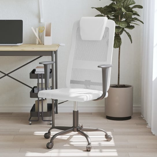 vidaXL Krzesło biurowe, regulowane, białe, siatka i sztuczna skóra vidaXL