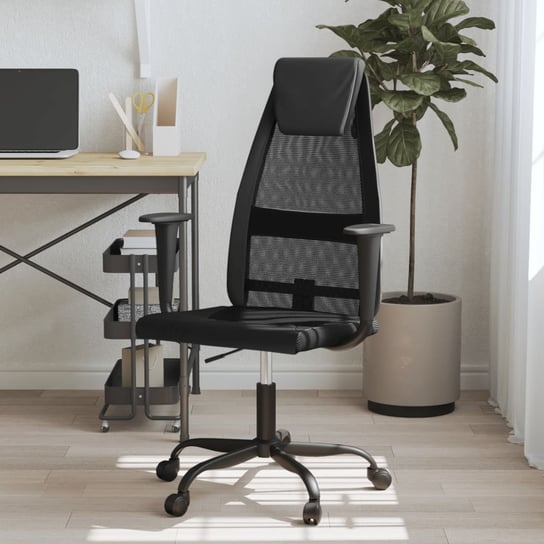 vidaXL Krzesło biurowe, regulowane, czarne, siatka i ekoskóra vidaXL
