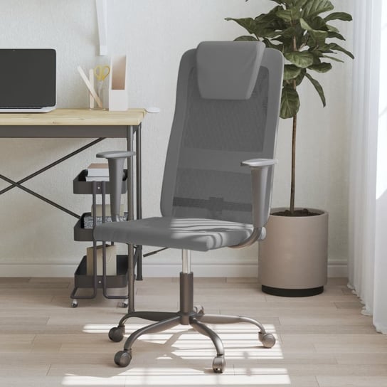 vidaXL Krzesło biurowe, regulowane, szare, siatka i ekoskóra vidaXL