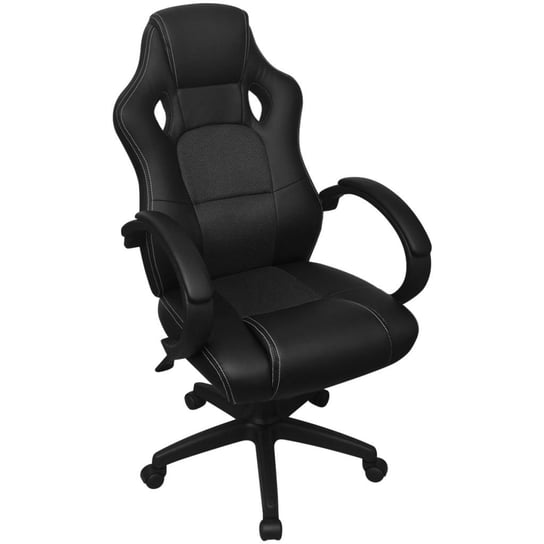 vidaXL Krzesło biurowe w stylu sportowym ze sztucznej skóry czarne vidaXL