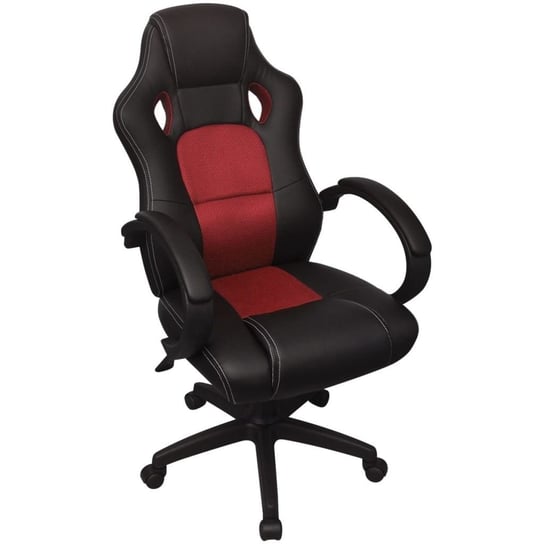 vidaXL Krzesło biurowe w stylu sportowym ze sztucznej skóry czerwone vidaXL