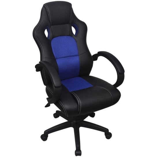 vidaXL Krzesło biurowe w stylu sportowym ze sztucznej skóry niebieskie vidaXL