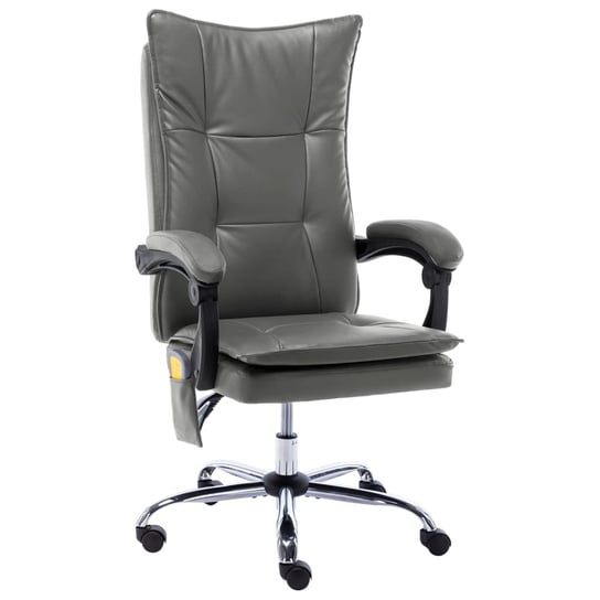 vidaXL Krzesło biurowe z funkcją masażu, antracytowe, sztuczna skóra vidaXL