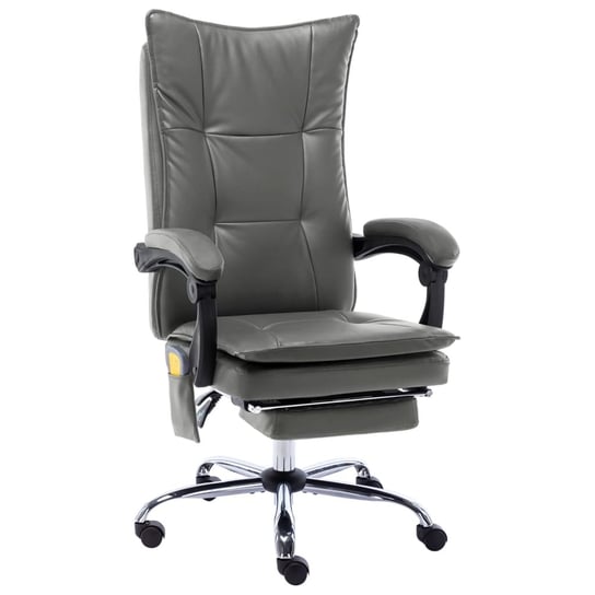 vidaXL Krzesło biurowe z funkcją masażu, antracytowe, sztuczna skóra vidaXL