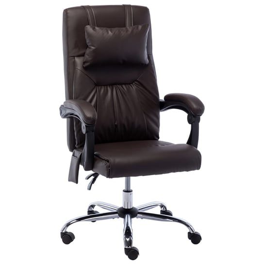 vidaXL Krzesło biurowe z funkcją masażu, brązowe, sztuczna skóra vidaXL