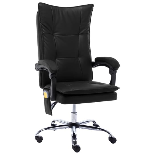 vidaXL Krzesło biurowe z funkcją masażu, czarne, obite sztuczną skórą vidaXL
