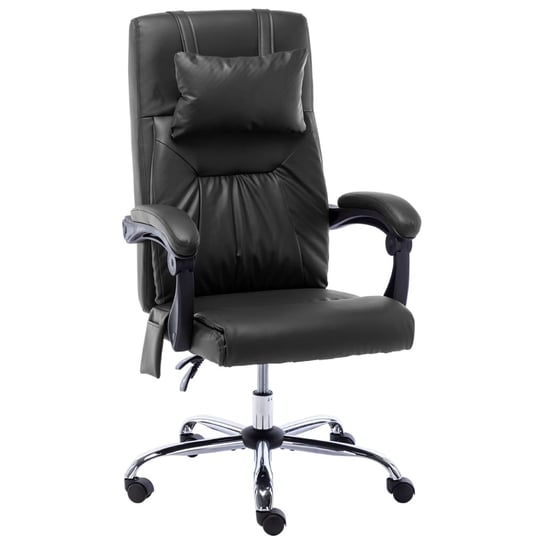 vidaXL Krzesło biurowe z funkcją masażu, czarne, sztuczna skóra vidaXL