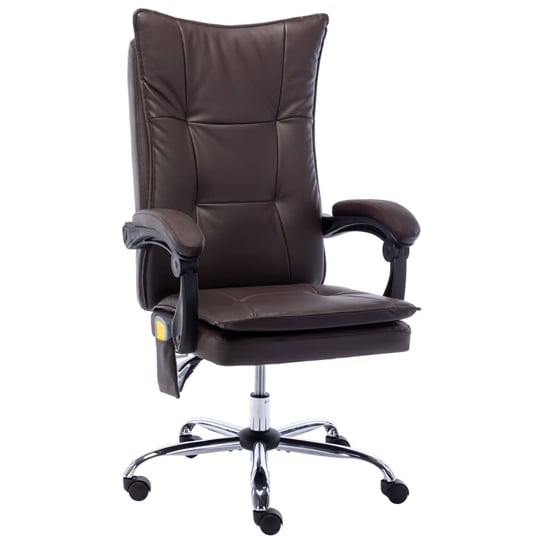 vidaXL Krzesło biurowe z masażem, brązowe, obite sztuczną skórą vidaXL