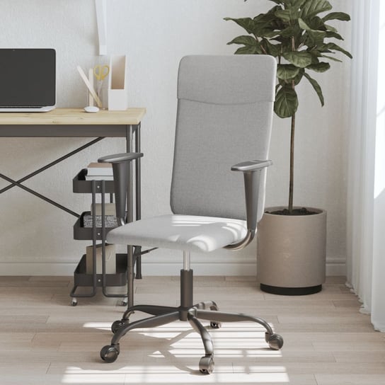 vidaXL Krzesło biurowe z regulowaną wysokością, jasnoszare, tkanina vidaXL