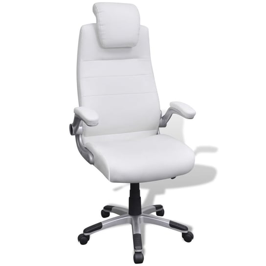 vidaXL Krzesło obrotowe z białej sztucznej skóry, regulowane vidaXL