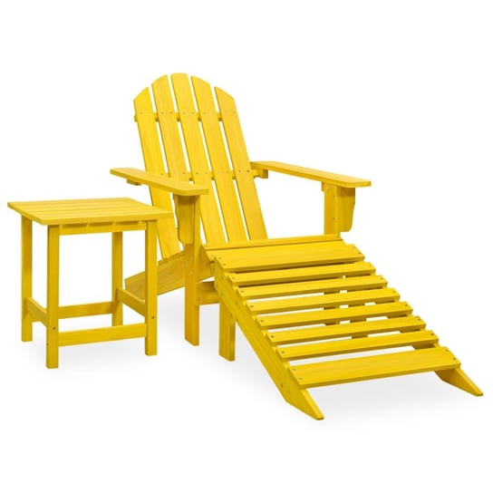 vidaXL Krzesło ogrodowe Adirondack z podnóżkiem i stolikiem, żółte vidaXL