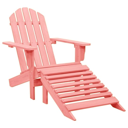 vidaXL, Krzesło ogrodowe Adirondack z podnóżkiem, jodłowe, różowe vidaXL